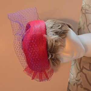 Vintage Red Pillbox Style Hat